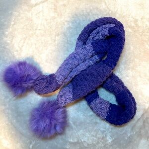 Hand Knit Purple Striped Scarf